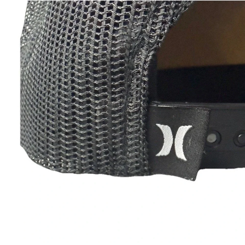 Hurley Men's M Del Mar Trucker Hat All Black Snapback Mesh Back Cap One Size New